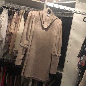 BCBGeneration Women's Size XXS Beige Day Cowl Neck a Line Dress